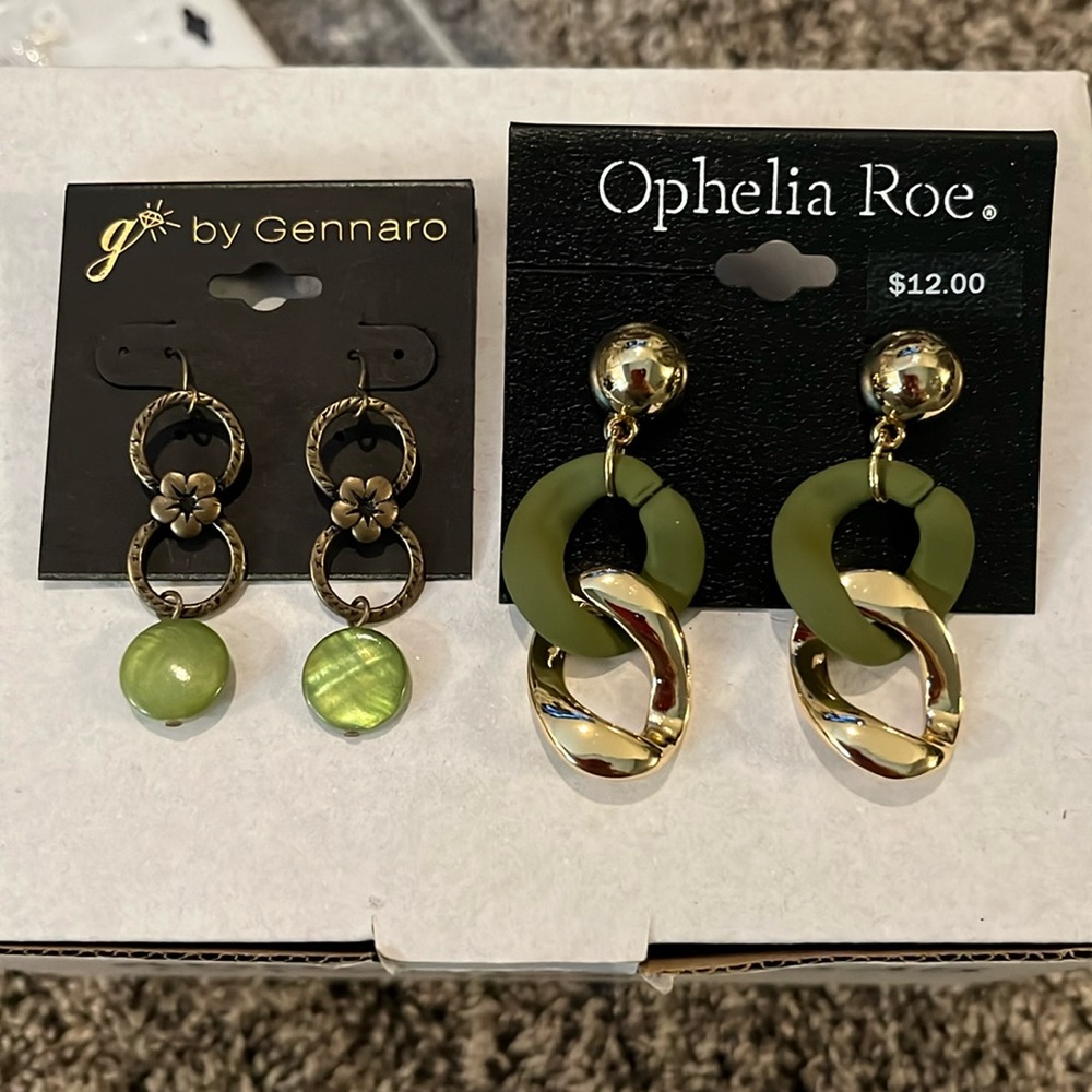 Earrings- green with gold & green with bronze!  New